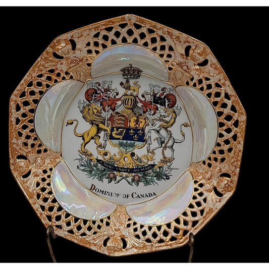 Antique Victoria Austria Reticulated 9" Canada Plate Ready For Wall Hanging