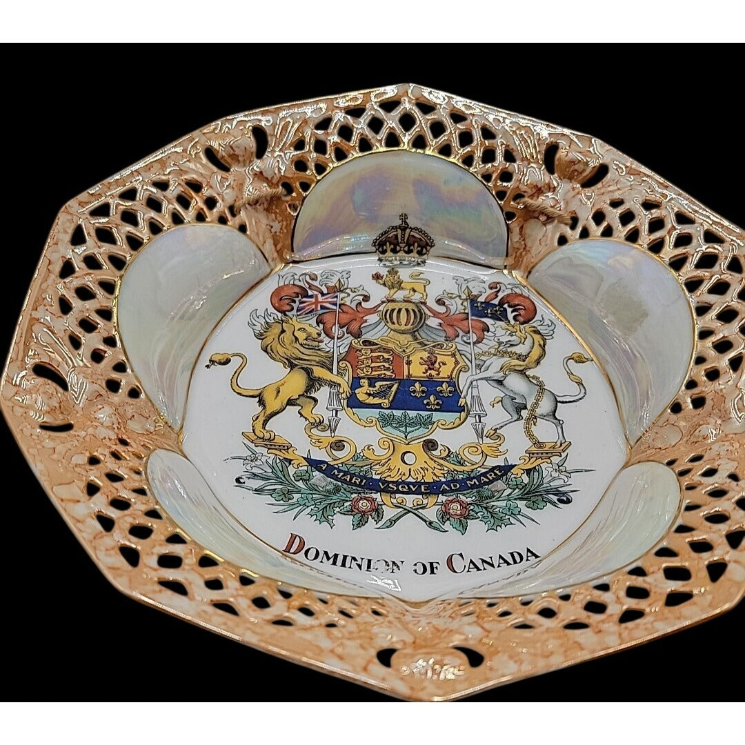 Antique Victoria Austria Reticulated 9" Canada Plate Ready For Wall Hanging
