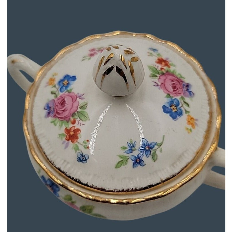 Vintage 1920s Pope-Gosser Rose Point Sugar Bowl & Creamer Set, Pattern 3184