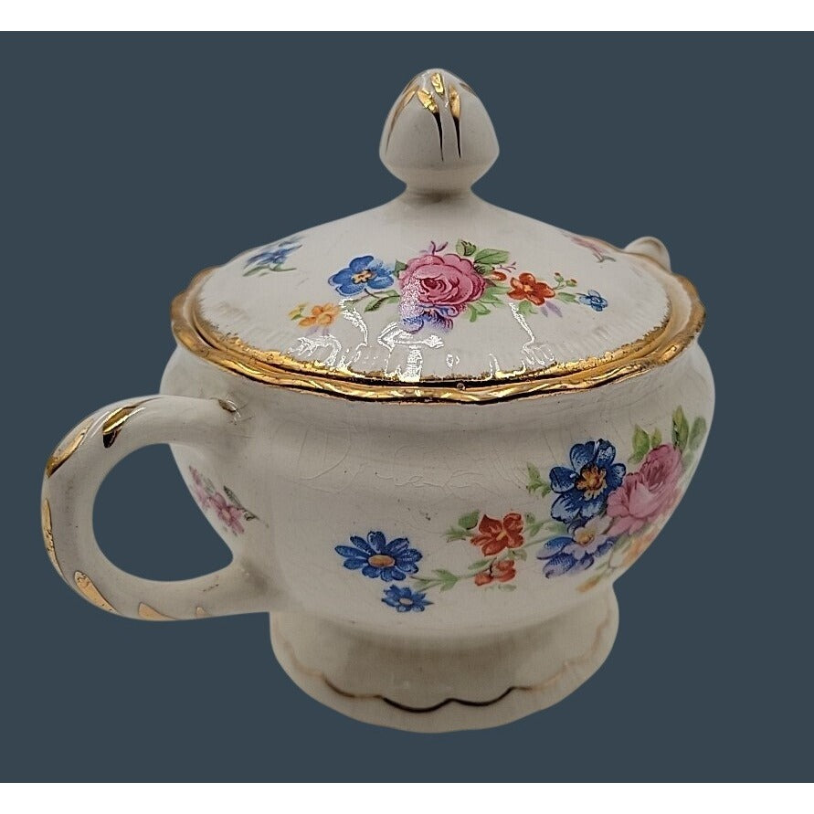 Vintage 1920s Pope-Gosser Rose Point Sugar Bowl & Creamer Set, Pattern 3184