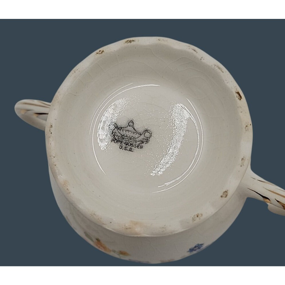 Vintage 1920s Pope-Gosser Rose Point Sugar Bowl & Creamer Set, Pattern 3184