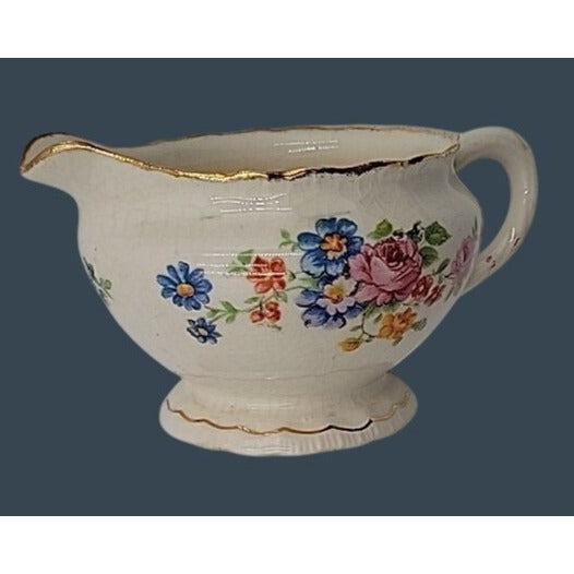 Vintage 1920s Pope-Gosser Rose Point Sugar Bowl & Creamer Set, Pattern 3184