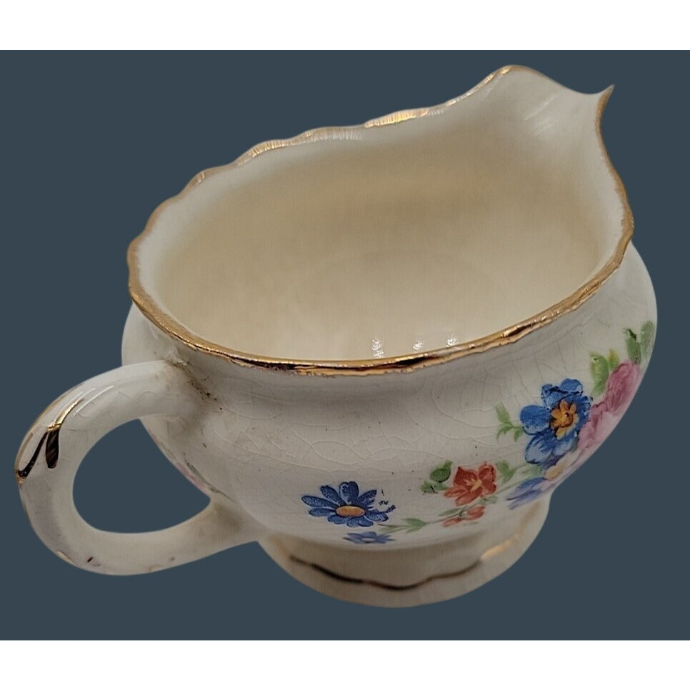 Vintage 1920s Pope-Gosser Rose Point Sugar Bowl & Creamer Set, Pattern 3184