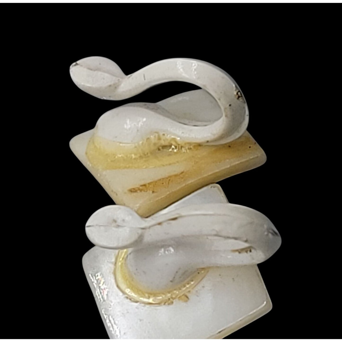 MOP Lucite Cameo Tension Paddle Clip On Earrings Mother Of Pearl Vtg Black White