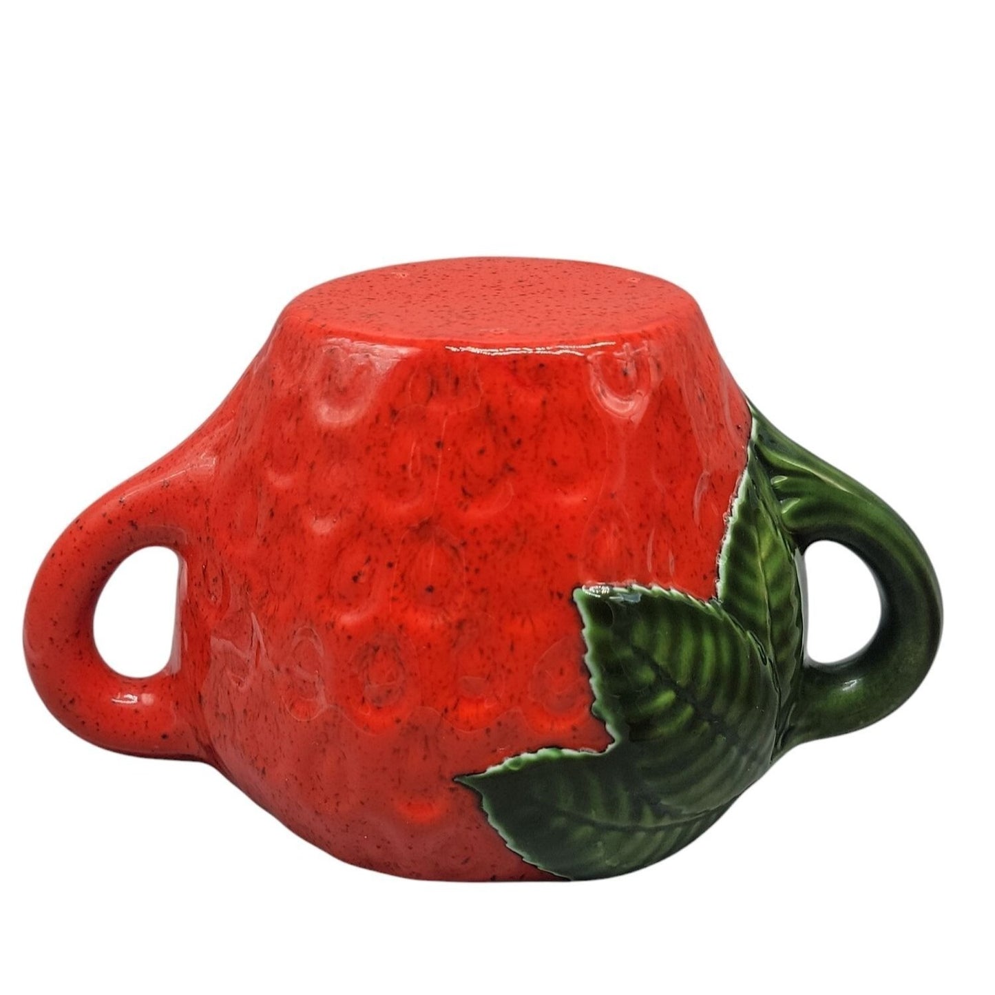 Strawberry Themed Ceramic Sugar & Creamer Pitcher Set With Lid 3" Handled