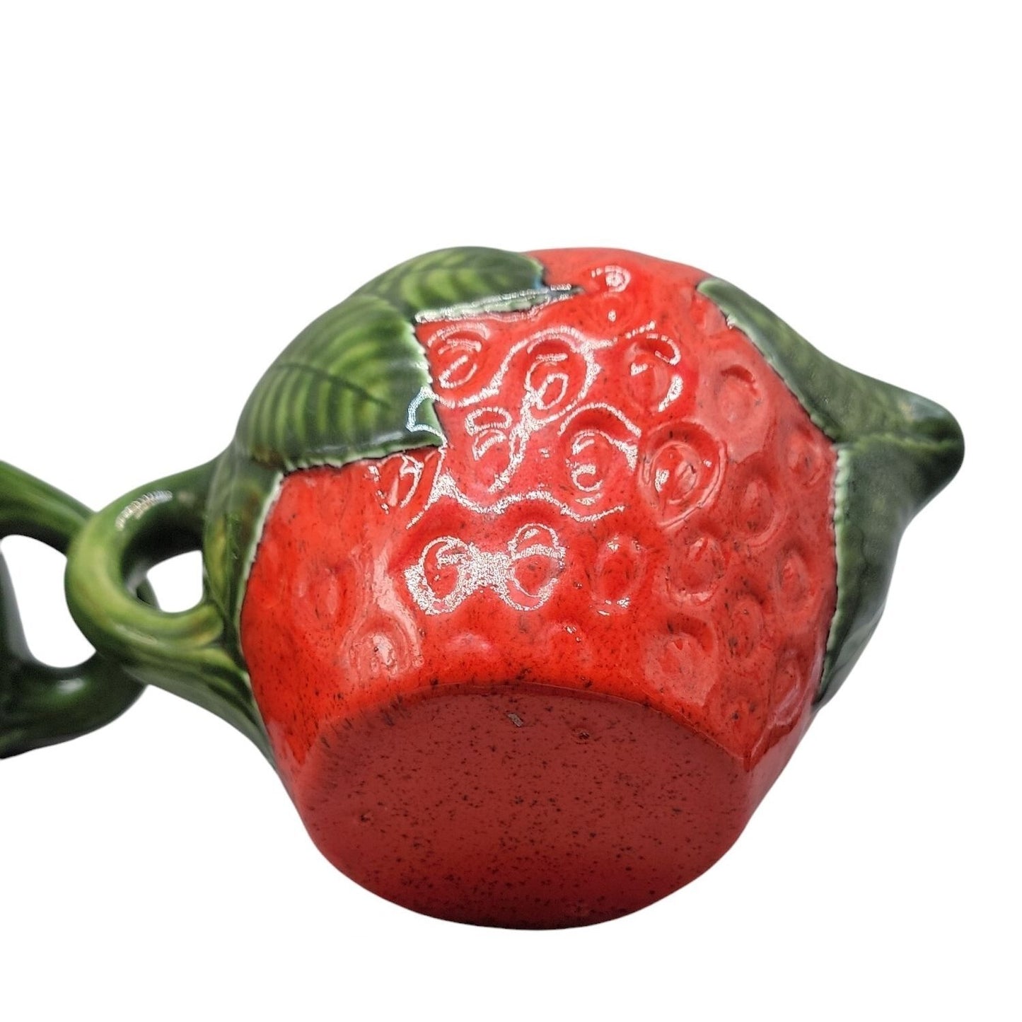 Strawberry Themed Ceramic Sugar & Creamer Pitcher Set With Lid 3" Handled