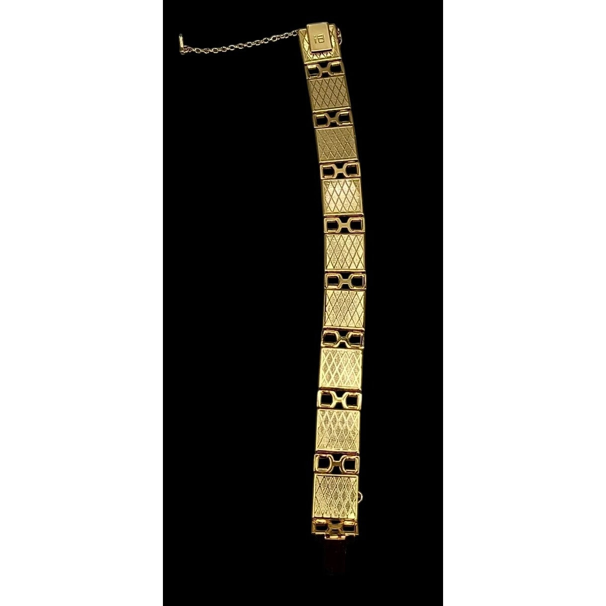 Midas Link Bracelet Toledo Spain Damascene Bird & Flower 7.5" Gold Tone Vintage