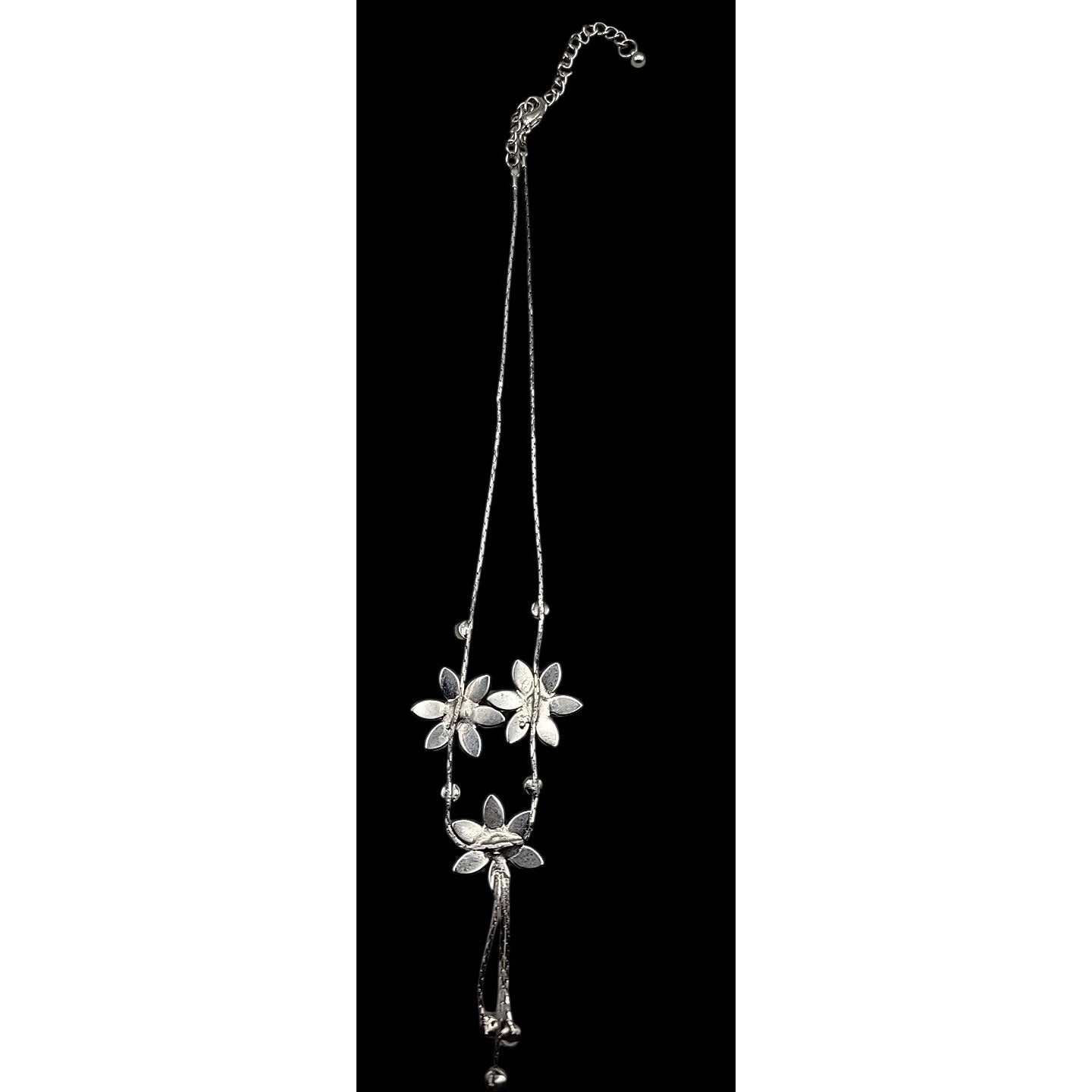Vintage Blush Pink AB Rhinestone Floral Tassle Necklace 16" Chain