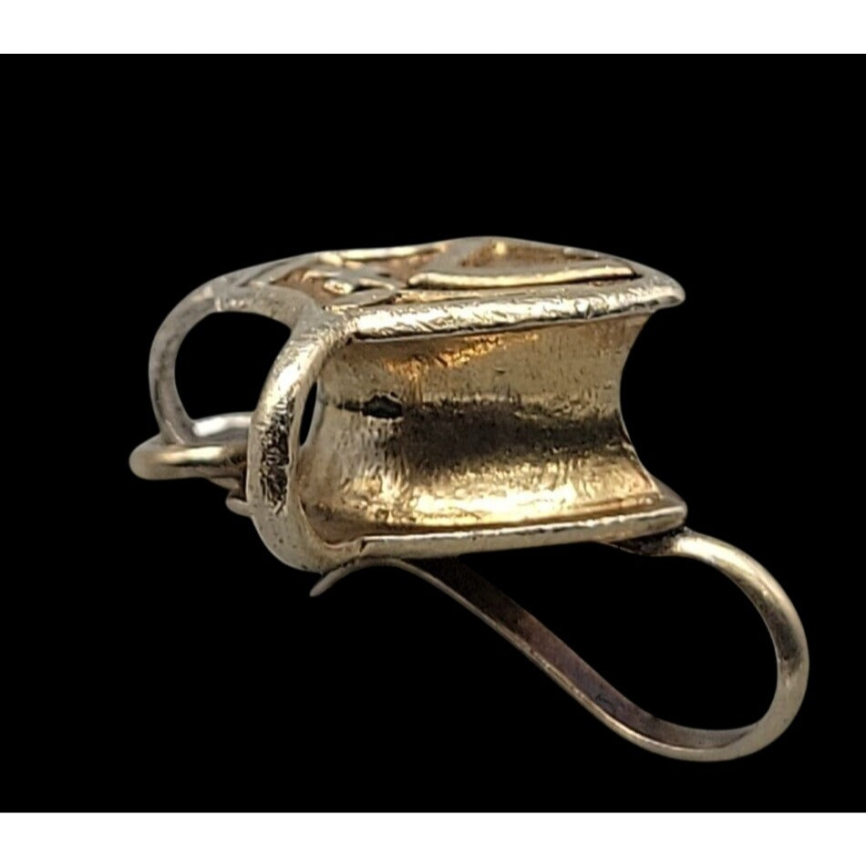 Vtg Italy Sterling Silver Vermeil Tau Cross Shield Pendant Clip 291 AR SICAM SpA