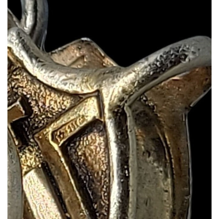 Vtg Italy Sterling Silver Vermeil Tau Cross Shield Pendant Clip 291 AR SICAM SpA