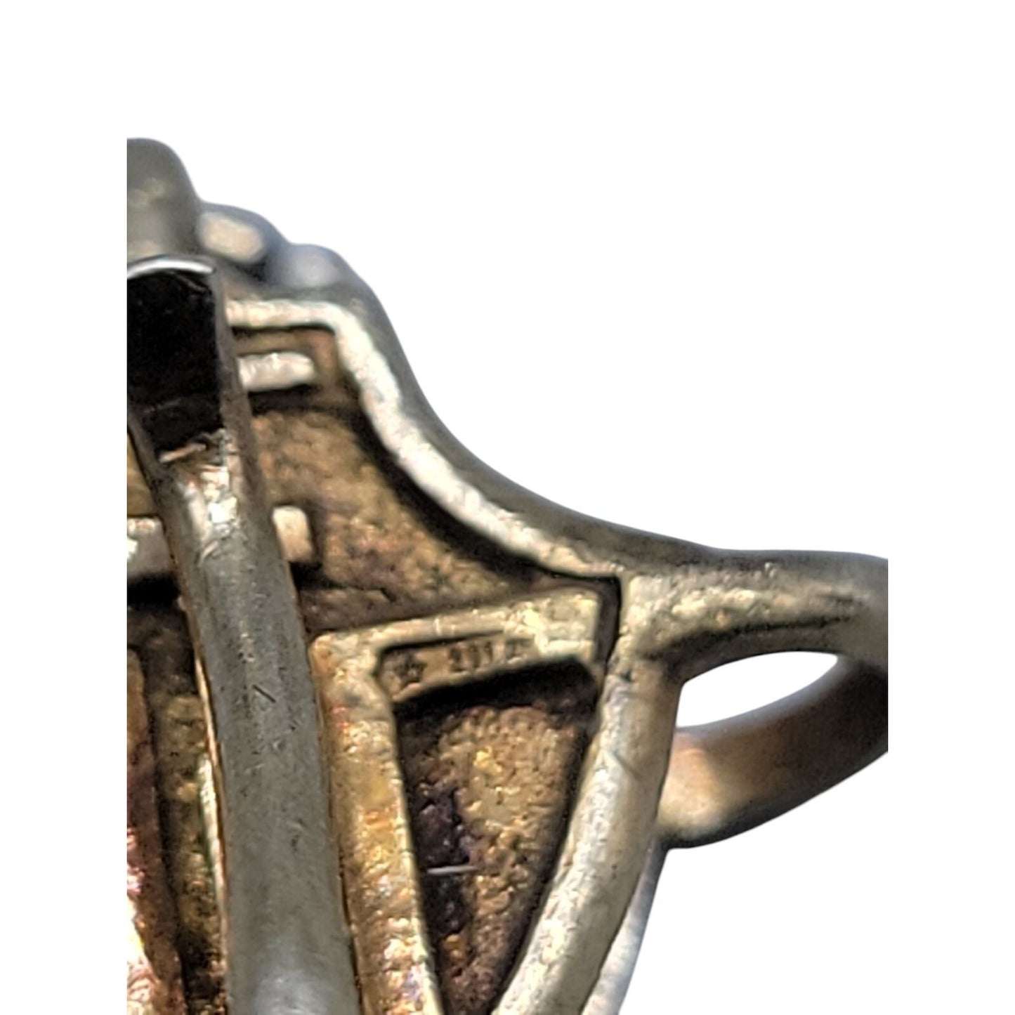 Vtg Italy Sterling Silver Vermeil Tau Cross Shield Pendant Clip 291 AR SICAM SpA
