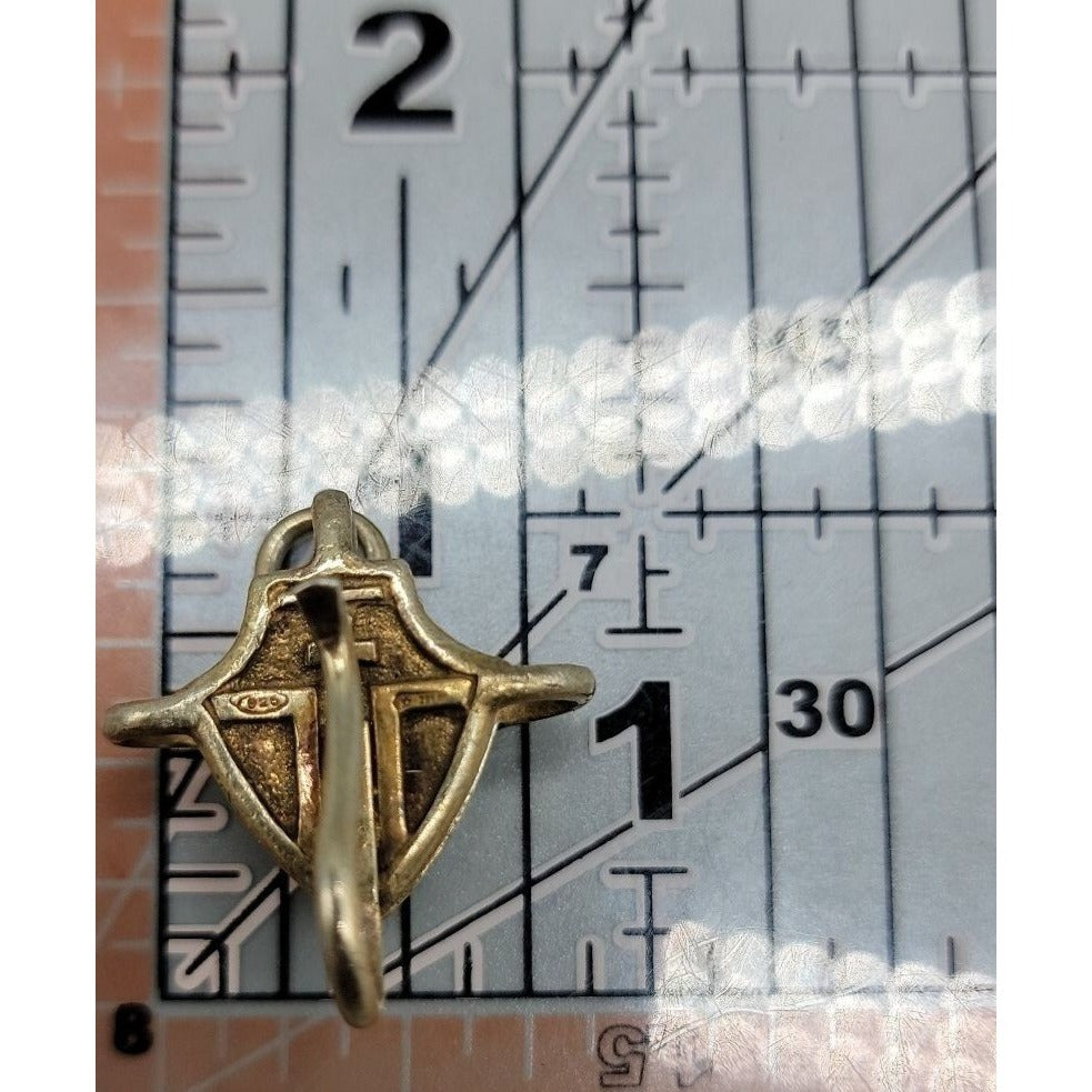 Vtg Italy Sterling Silver Vermeil Tau Cross Shield Pendant Clip 291 AR SICAM SpA
