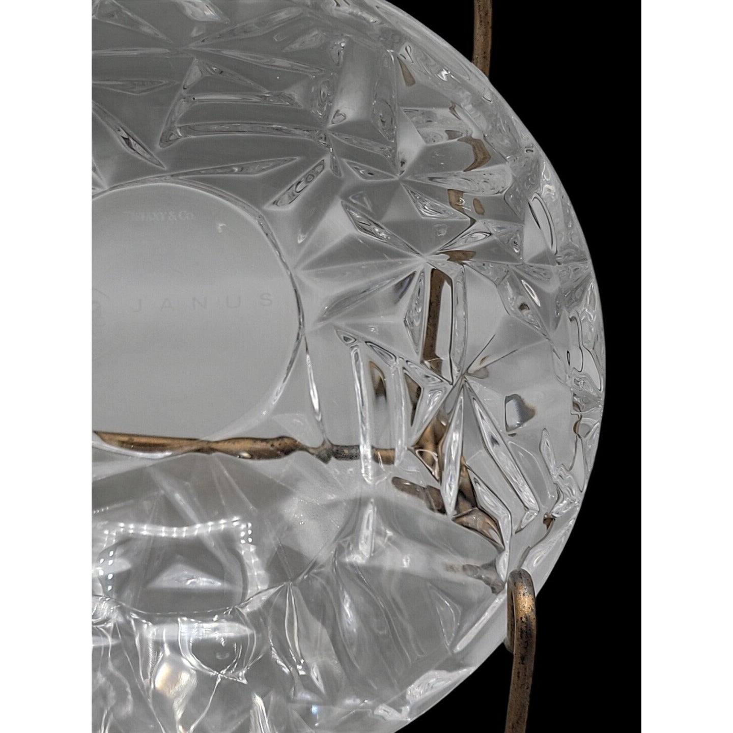 Tiffany & Co Janus Rock Cut Crystal Candy Bowl 6" Signed Model Name Discontinued