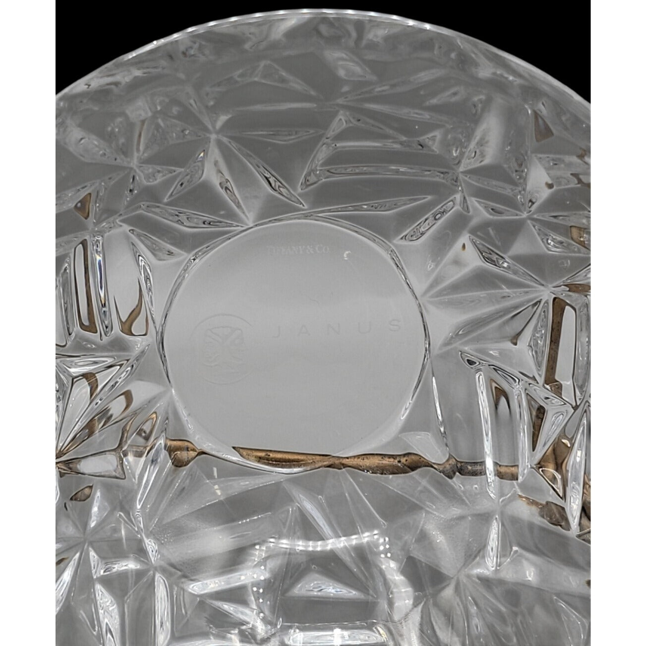 Tiffany & Co Janus Rock Cut Crystal Candy Bowl 6" Signed Model Name Discontinued