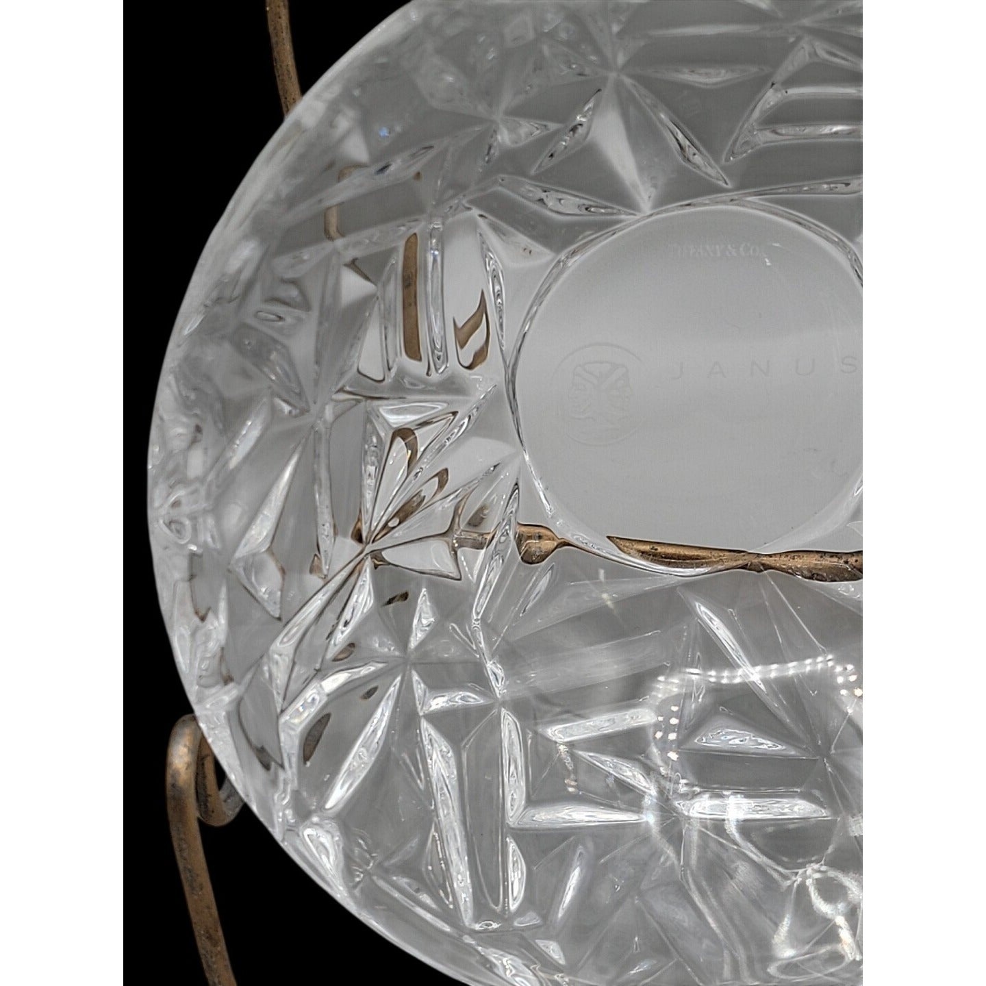 Tiffany & Co Janus Rock Cut Crystal Candy Bowl 6" Signed Model Name Discontinued