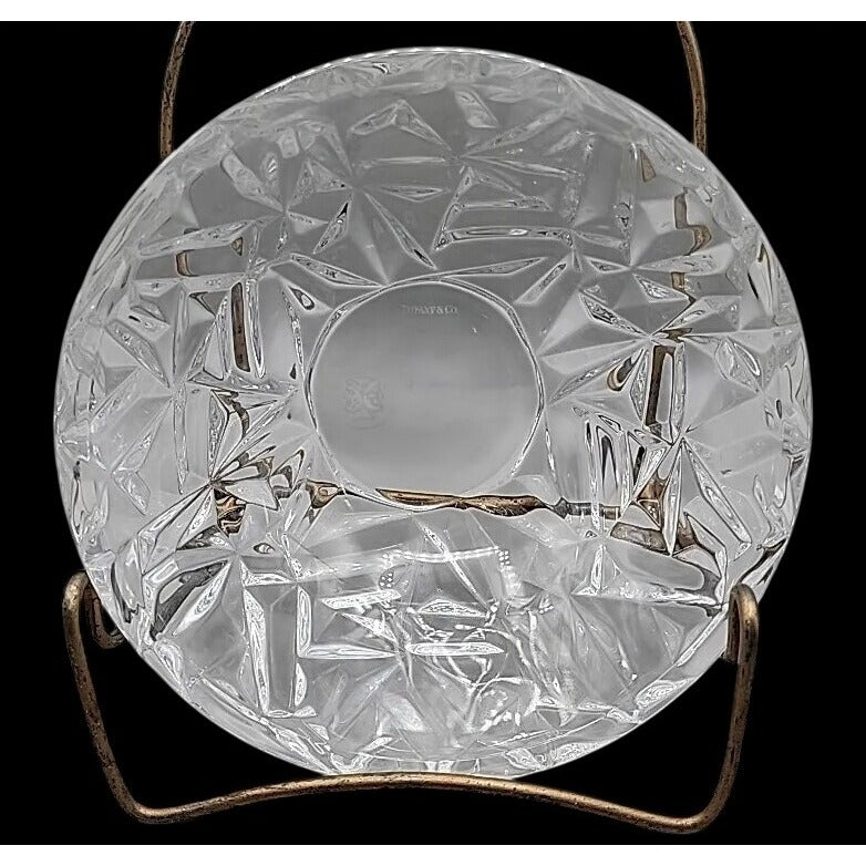 Tiffany & Co Janus Rock Cut Crystal Candy Bowl 6" Signed Model Name Discontinued
