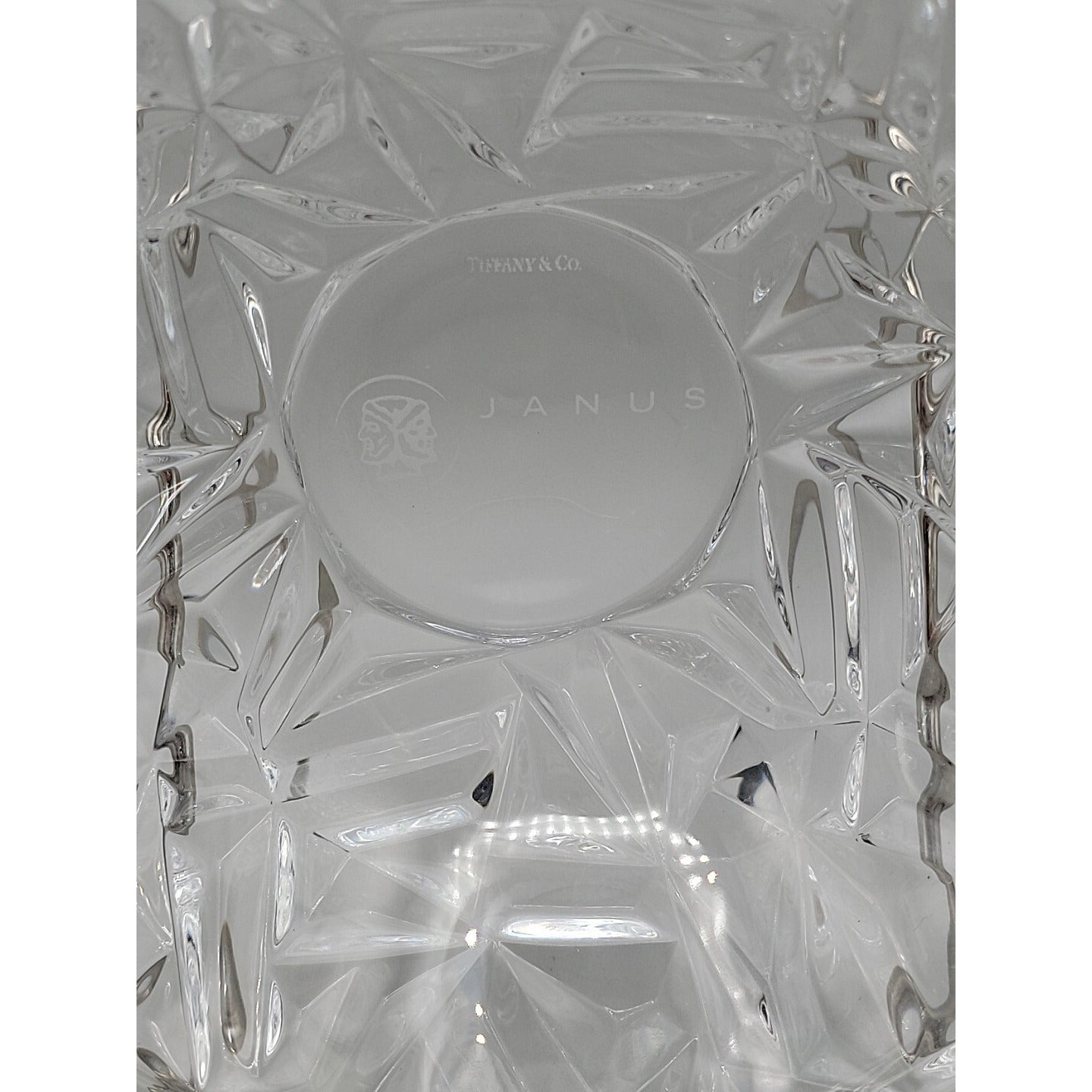 Tiffany & Co Janus Rock Cut Crystal Candy Bowl 6" Signed Model Name Discontinued