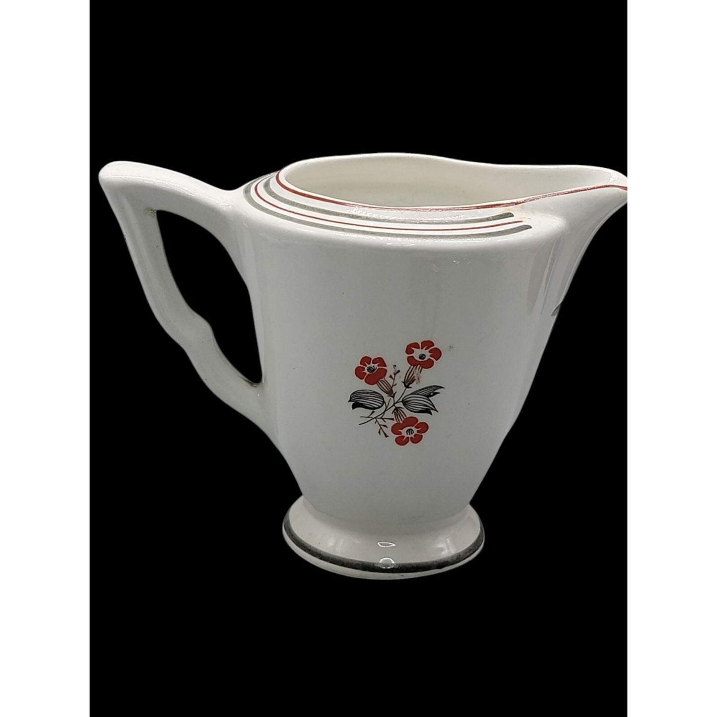 Vtg Art Deco Tashiro Shoten Japan Hand-Painted Orange Poppy Ceramic Creamer 1920