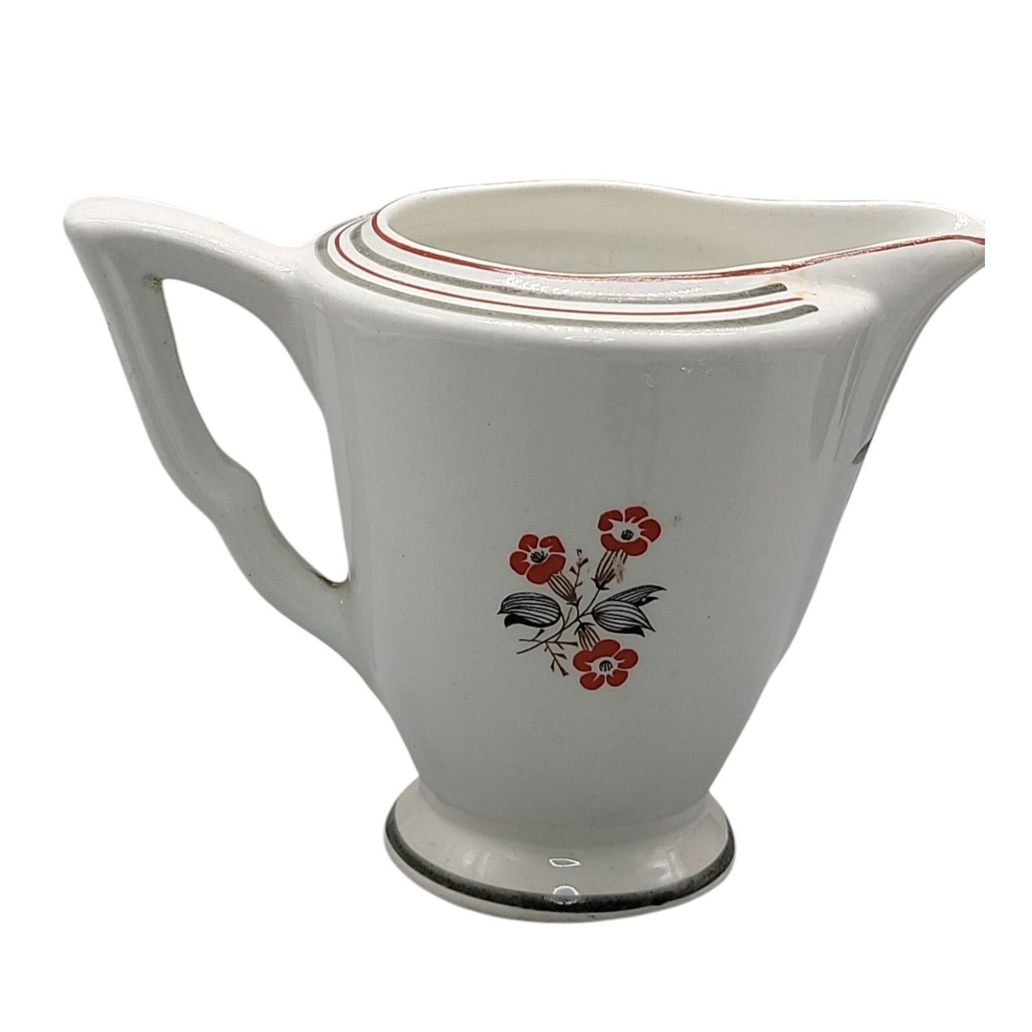 Vtg Art Deco Tashiro Shoten Japan Hand-Painted Orange Poppy Ceramic Creamer 1920