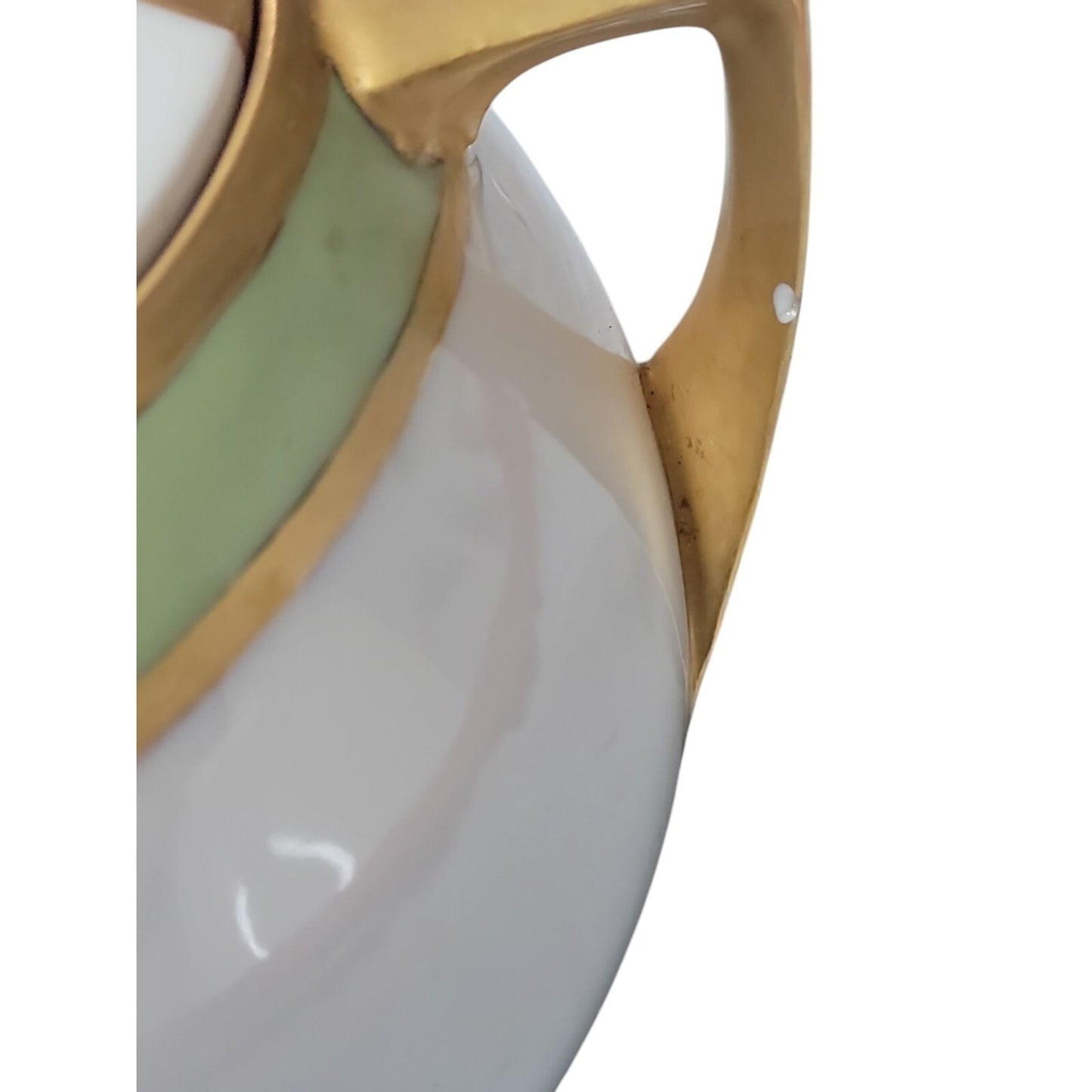 O&E.G Royal Austria Sugar Bowl Hand Painted Green Band Gold Trim Antique 1899