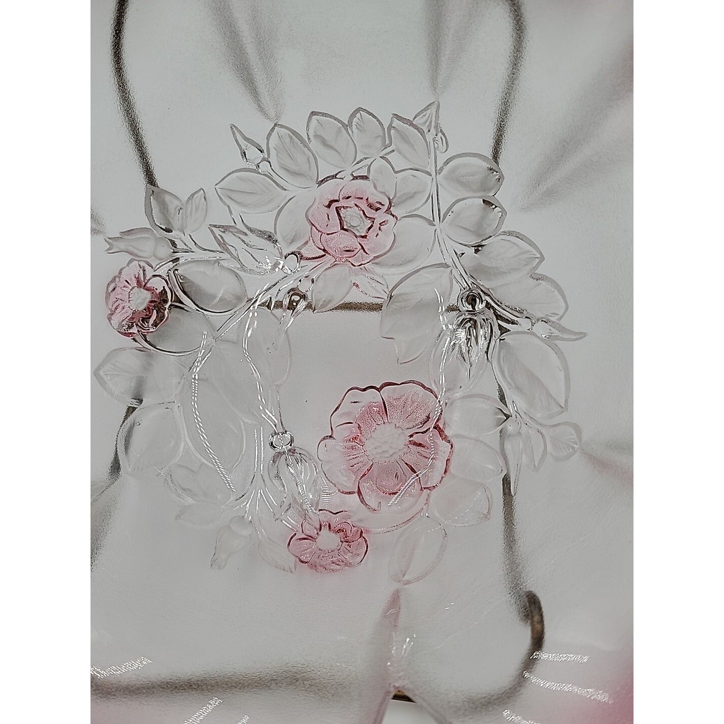Mikasa Rosella Hostess Frosted Pink Floral Centerpiece Bowl Discontinued 11"