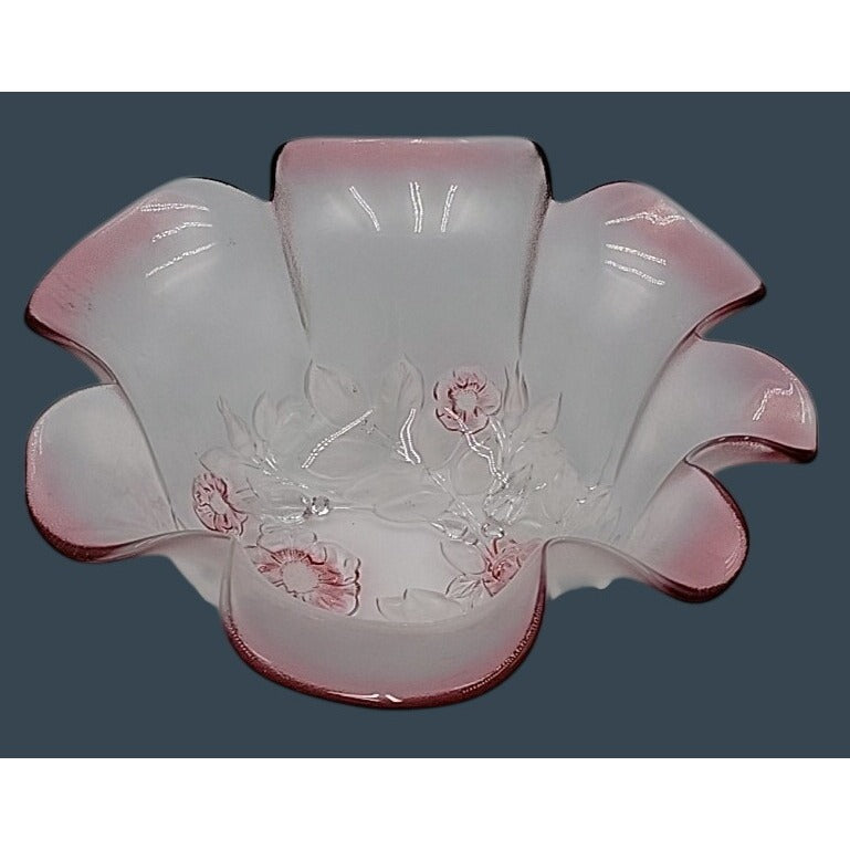 Mikasa Rosella Hostess Frosted Pink Floral Centerpiece Bowl Discontinued 11"