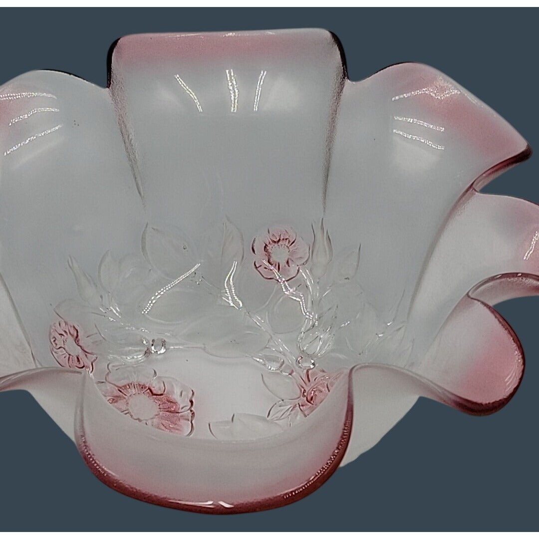 Mikasa Rosella Hostess Frosted Pink Floral Centerpiece Bowl Discontinued 11"
