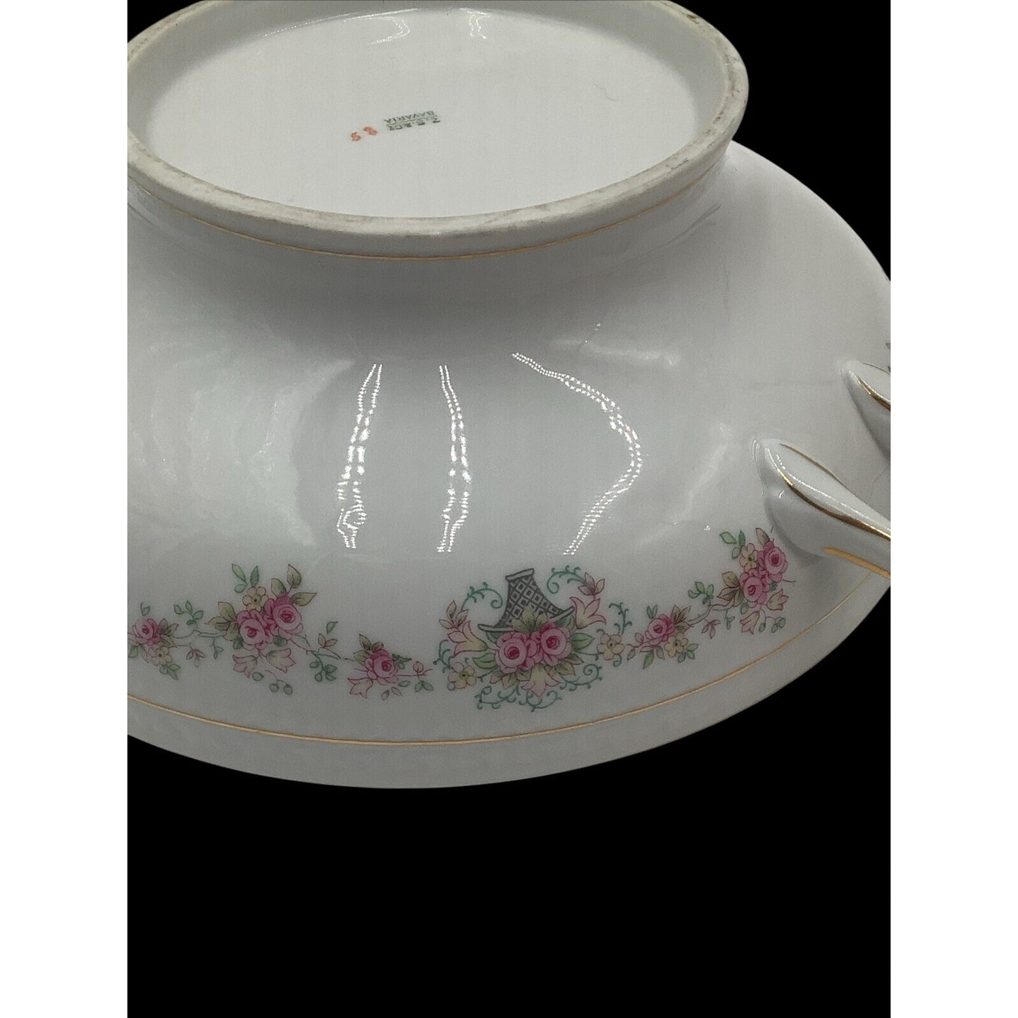 Antique ZS & Co Bavaria Covered Vegetable Tureen Pink Rose Mignon Empire 1880