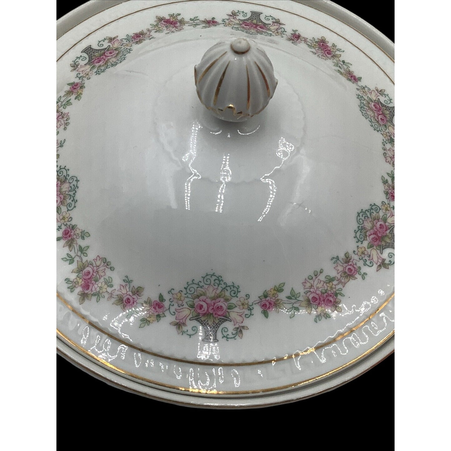 Antique ZS & Co Bavaria Covered Vegetable Tureen Pink Rose Mignon Empire 1880
