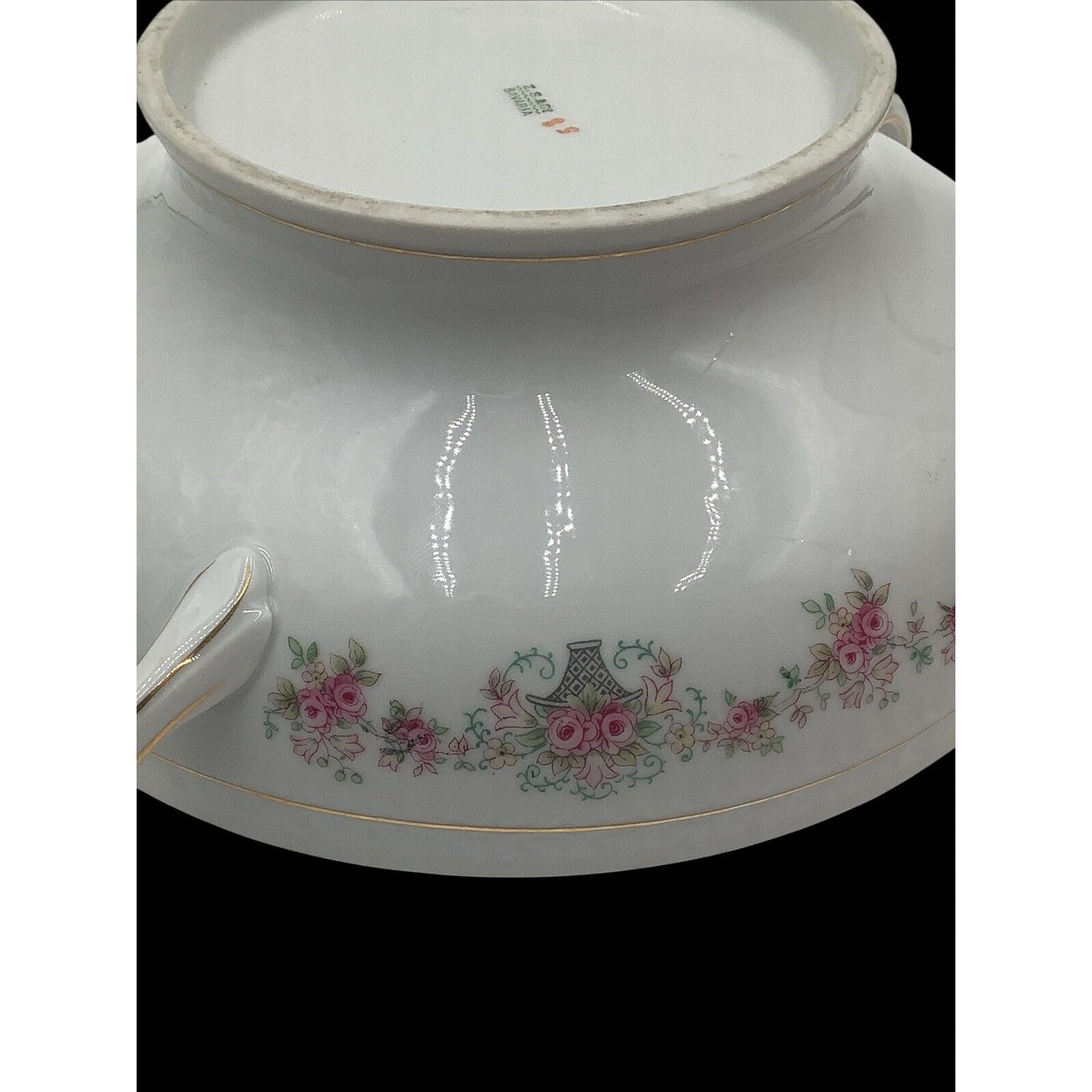 Antique ZS & Co Bavaria Covered Vegetable Tureen Pink Rose Mignon Empire 1880