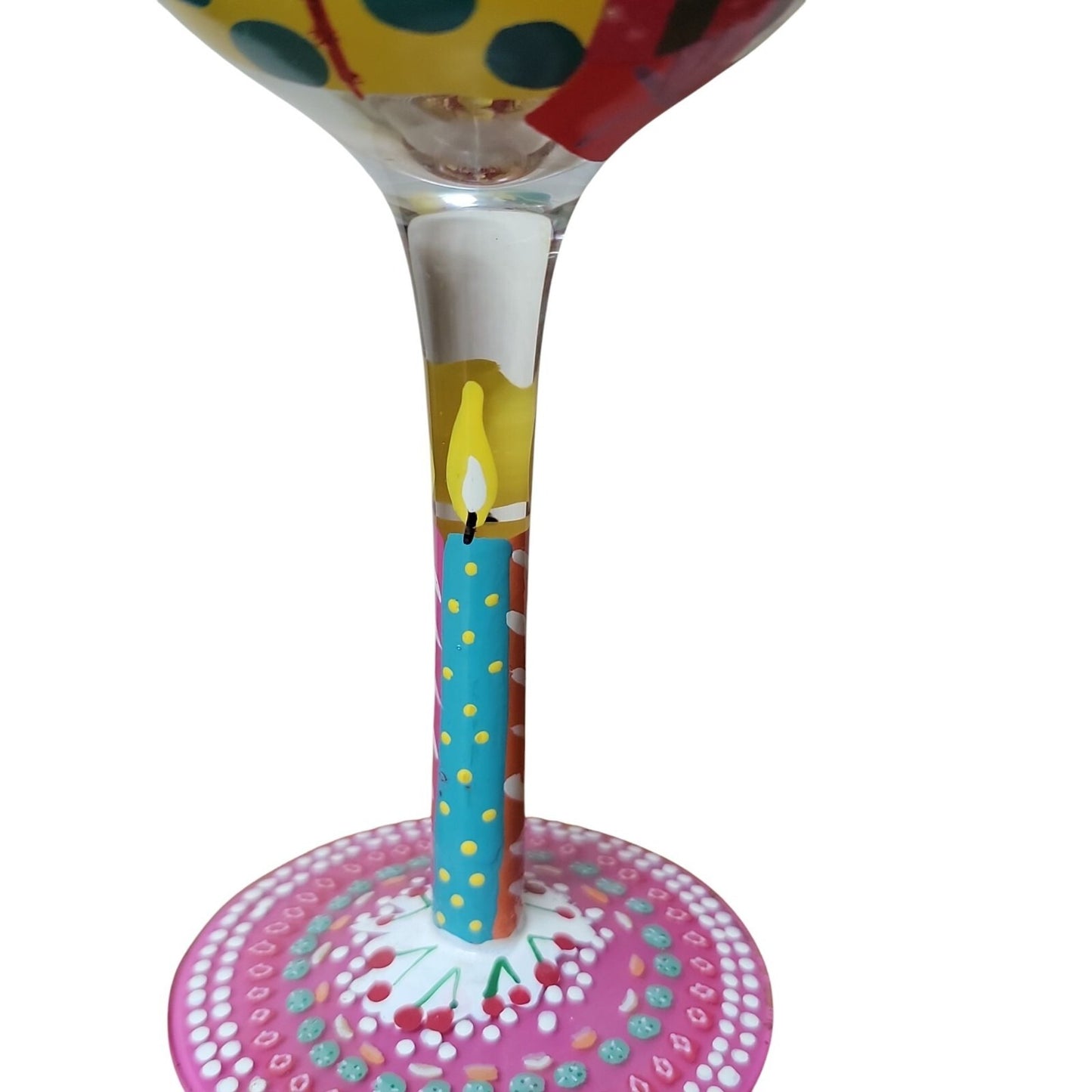 Beautiful Birthday by Lolita Hand Painted Wine Glass Mixed Drink Recipe Bilingual