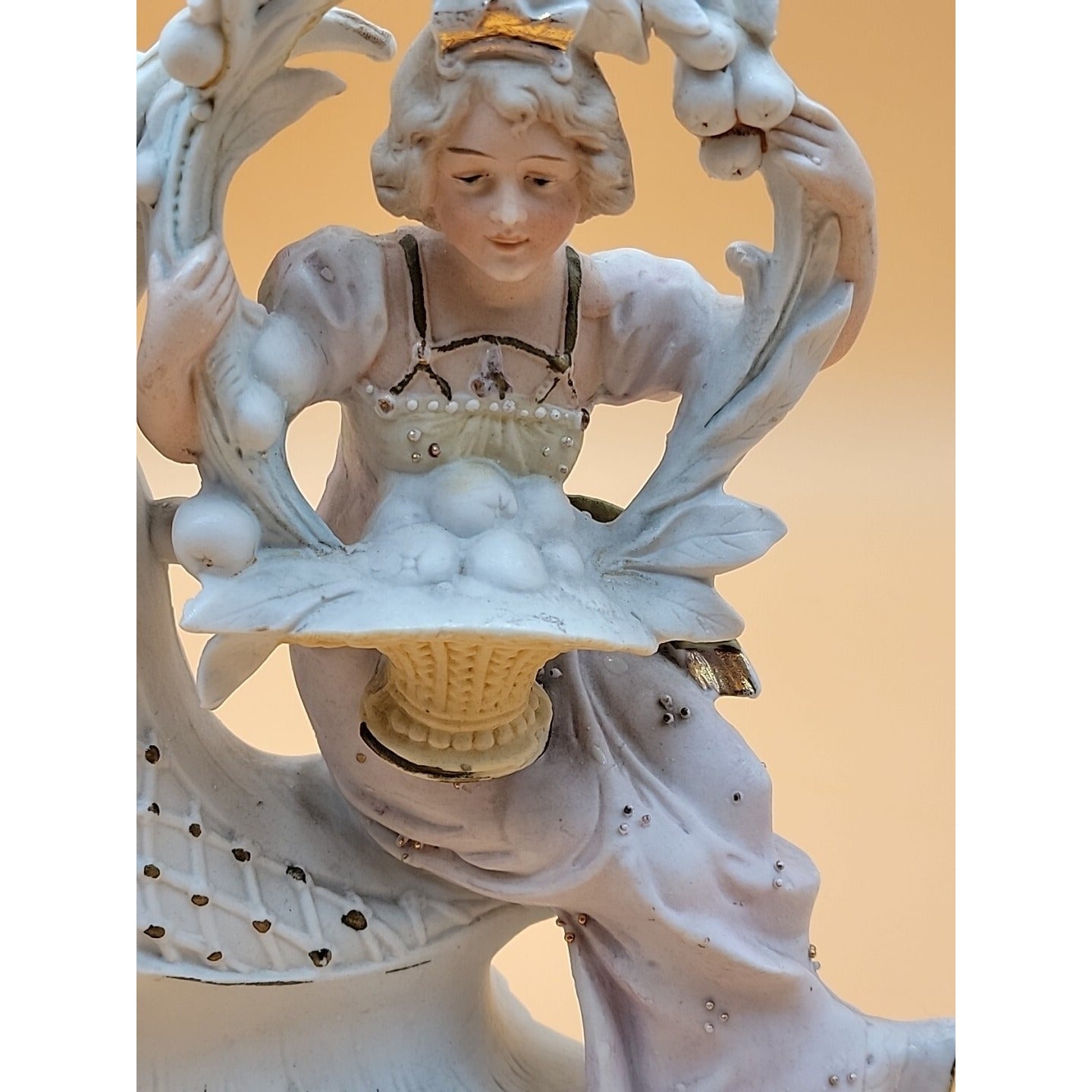 Antique Unger & Schneider Co German Porcelain Bisque Lady Spill Vase 1885-1900
