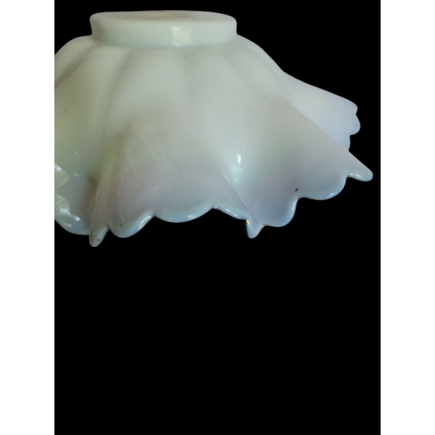 Antique Victorian Art Glass Brides Basket Insert Bowl Pistachio Ruffled Edge