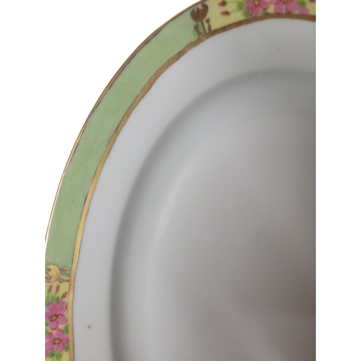 Antique ZS Co Bavaria Large Oval Platter Green Pink Floral Gold Trim 1880-1918