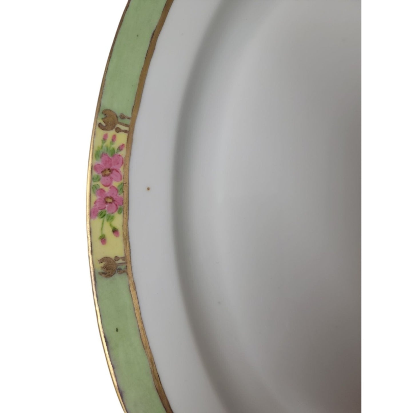 Antique ZS Co Bavaria Large Oval Platter Green Pink Floral Gold Trim 1880-1918