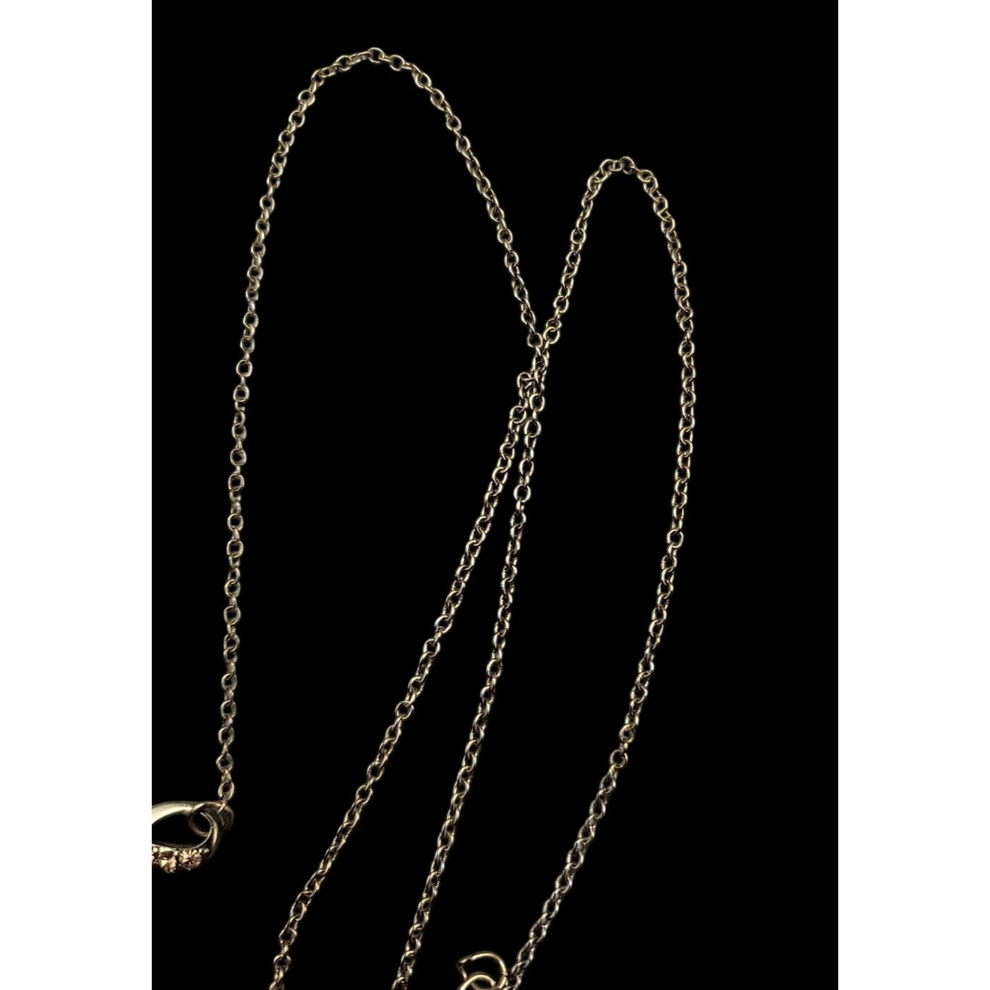 Vintage Roman Triple Bow Necklace Gold Tone Yellow Crystals 18" Chain Signed