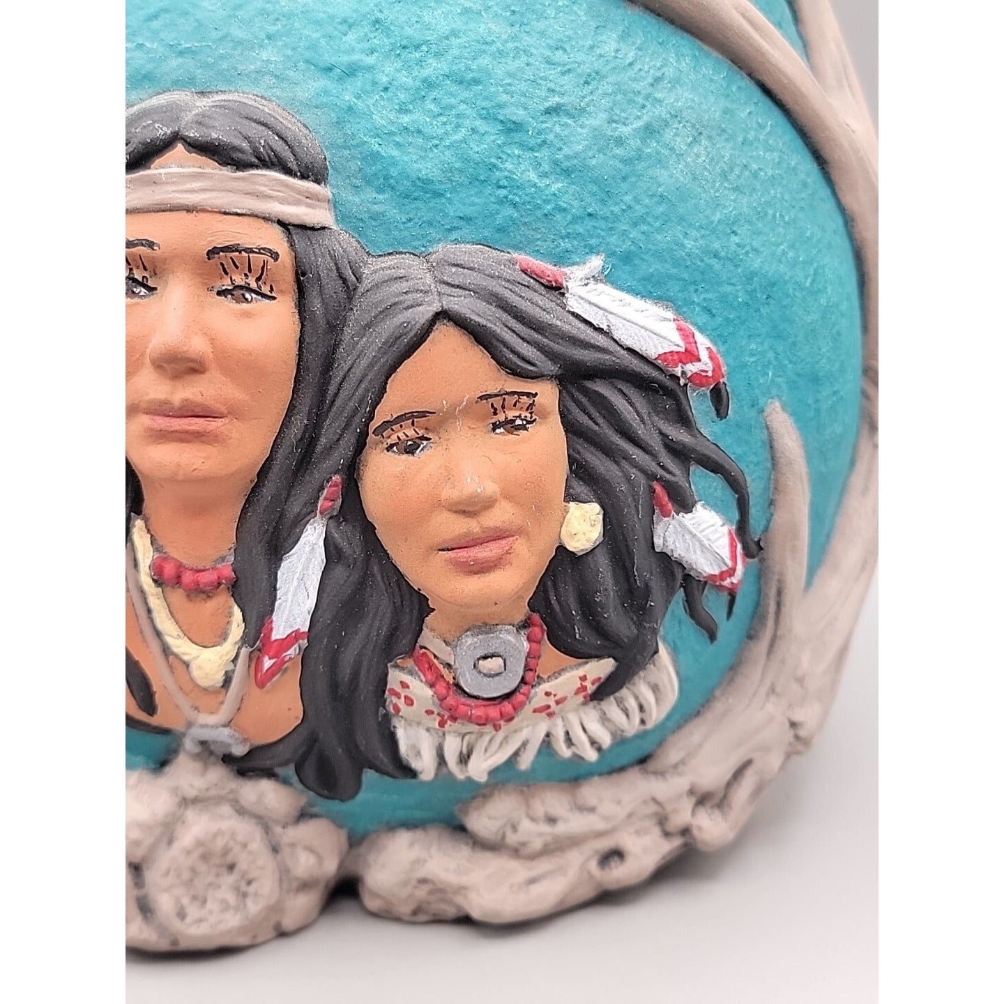 Navajo Wedding Double Sided Speak Vase Ceramic Handcrafted Vtg Raised Relief 8"