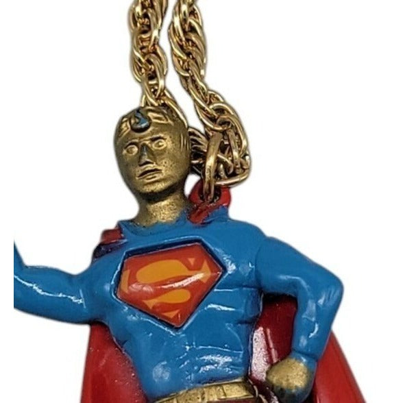 Superman Pendant Necklace DC Comics 22" Gold Tone Chain VTG 1978 Super Hero