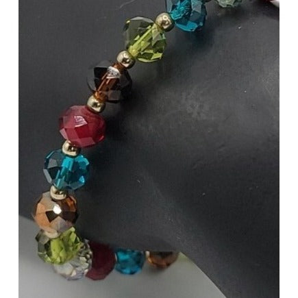 Gorgeous Multi-Colored Faceted Glass Bead Bracelet Stunning High Quality Beads