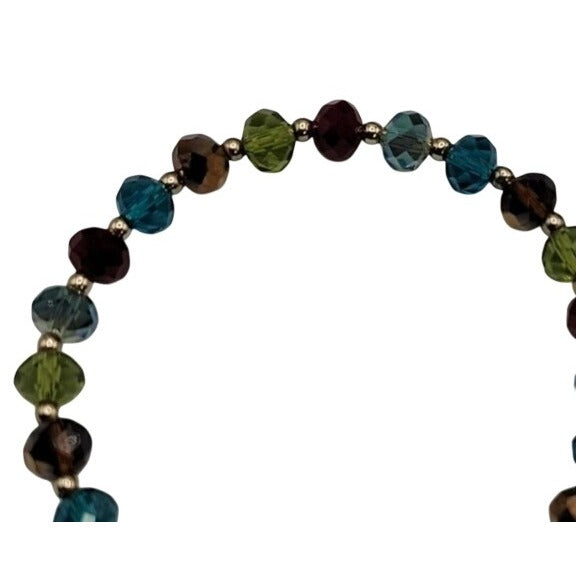 Gorgeous Multi-Colored Faceted Glass Bead Bracelet Stunning High Quality Beads