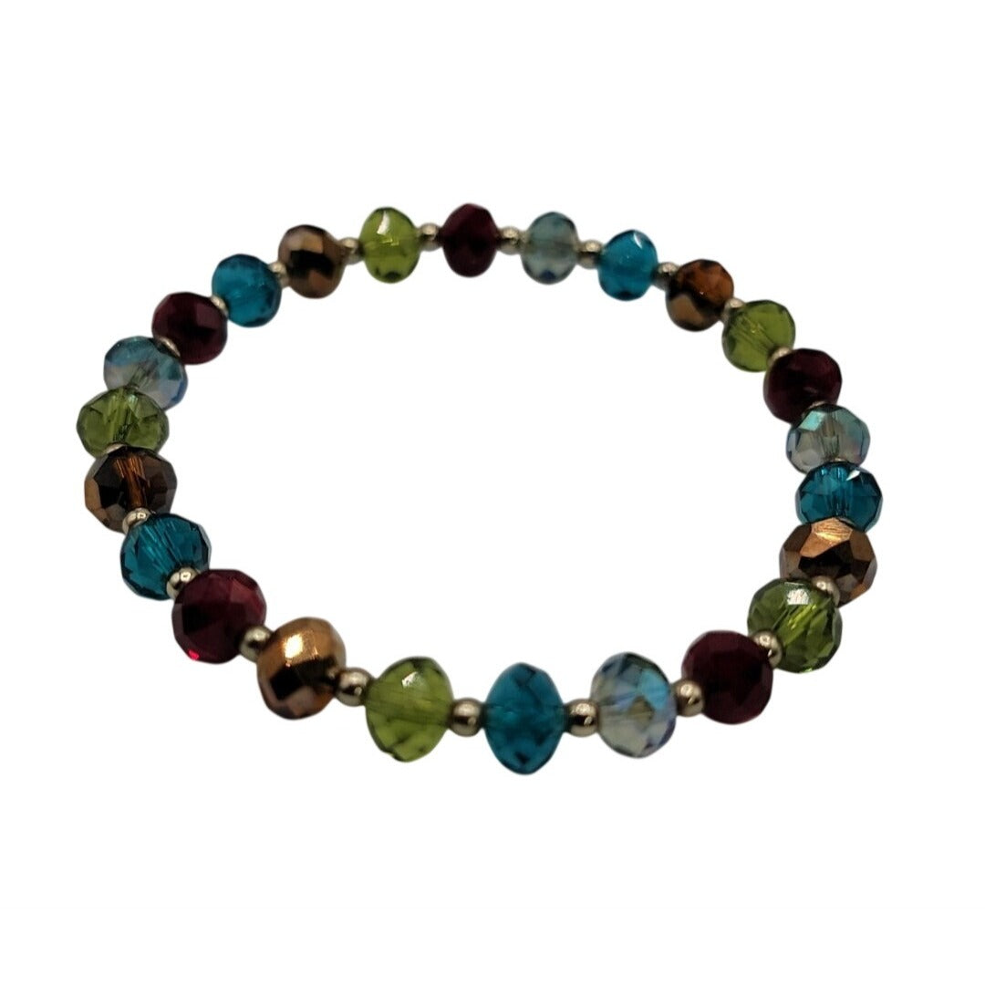 Gorgeous Multi-Colored Faceted Glass Bead Bracelet Stunning High Quality Beads
