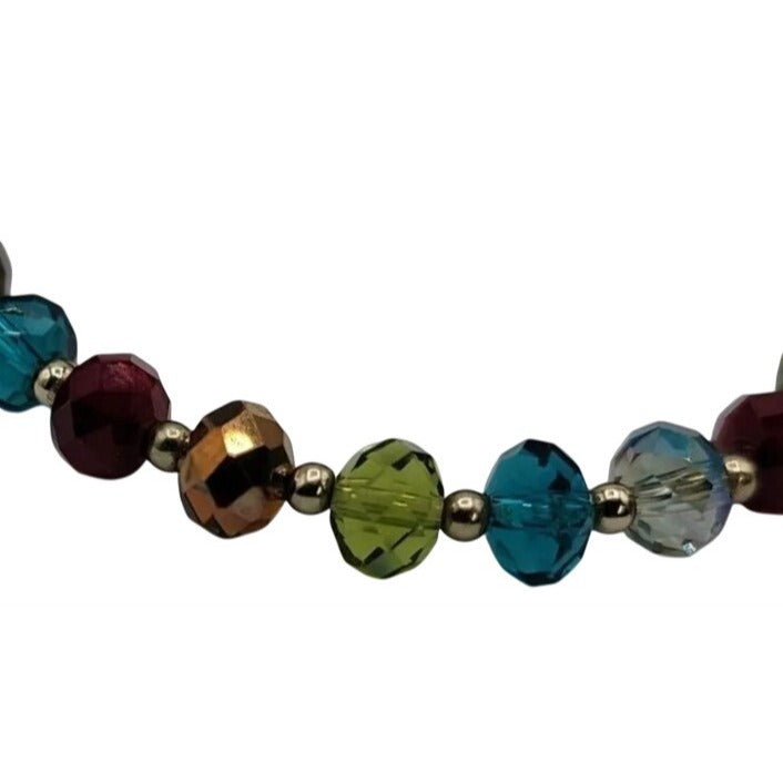 Gorgeous Multi-Colored Faceted Glass Bead Bracelet Stunning High Quality Beads