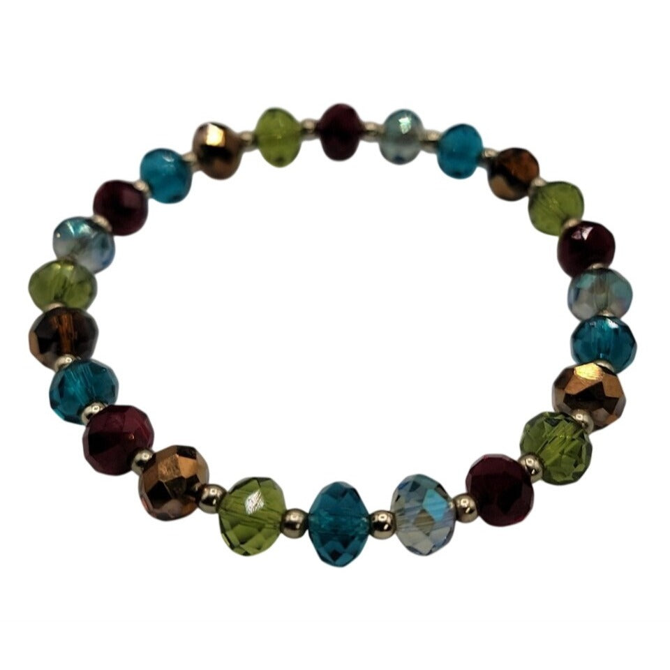 Gorgeous Multi-Colored Faceted Glass Bead Bracelet Stunning High Quality Beads