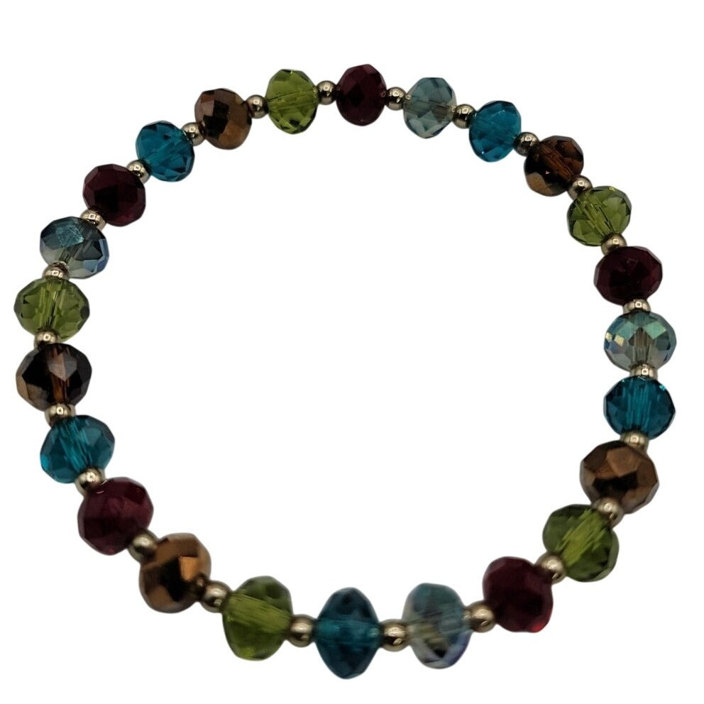 Gorgeous Multi-Colored Faceted Glass Bead Bracelet Stunning High Quality Beads