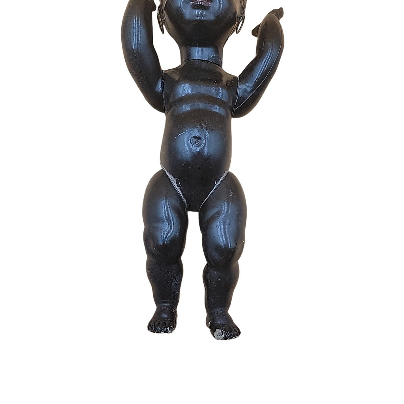 Vintage 1950s Hard Plastic Black Baby Doll 14" Unmarked Rosebud Pedigree Style