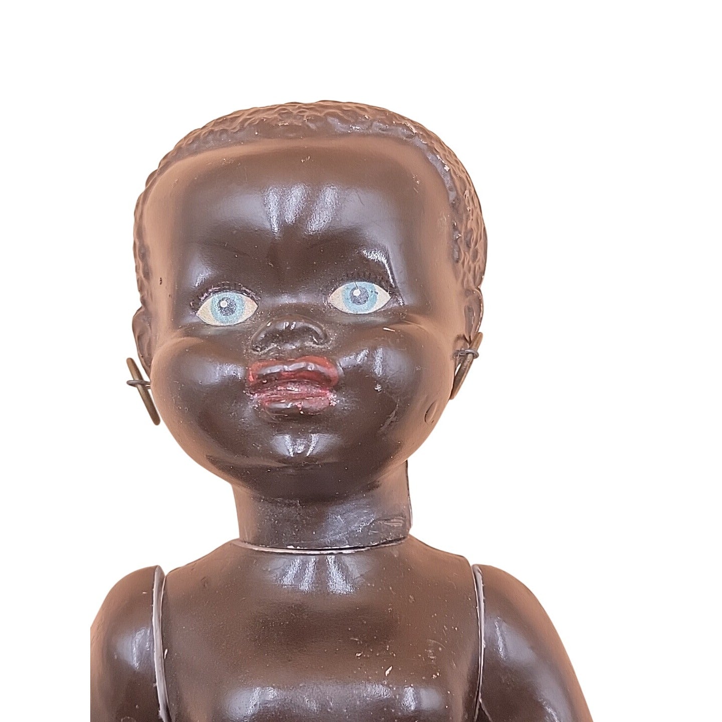 Vintage 1950s Hard Plastic Black Baby Doll 14" Unmarked Rosebud Pedigree Style