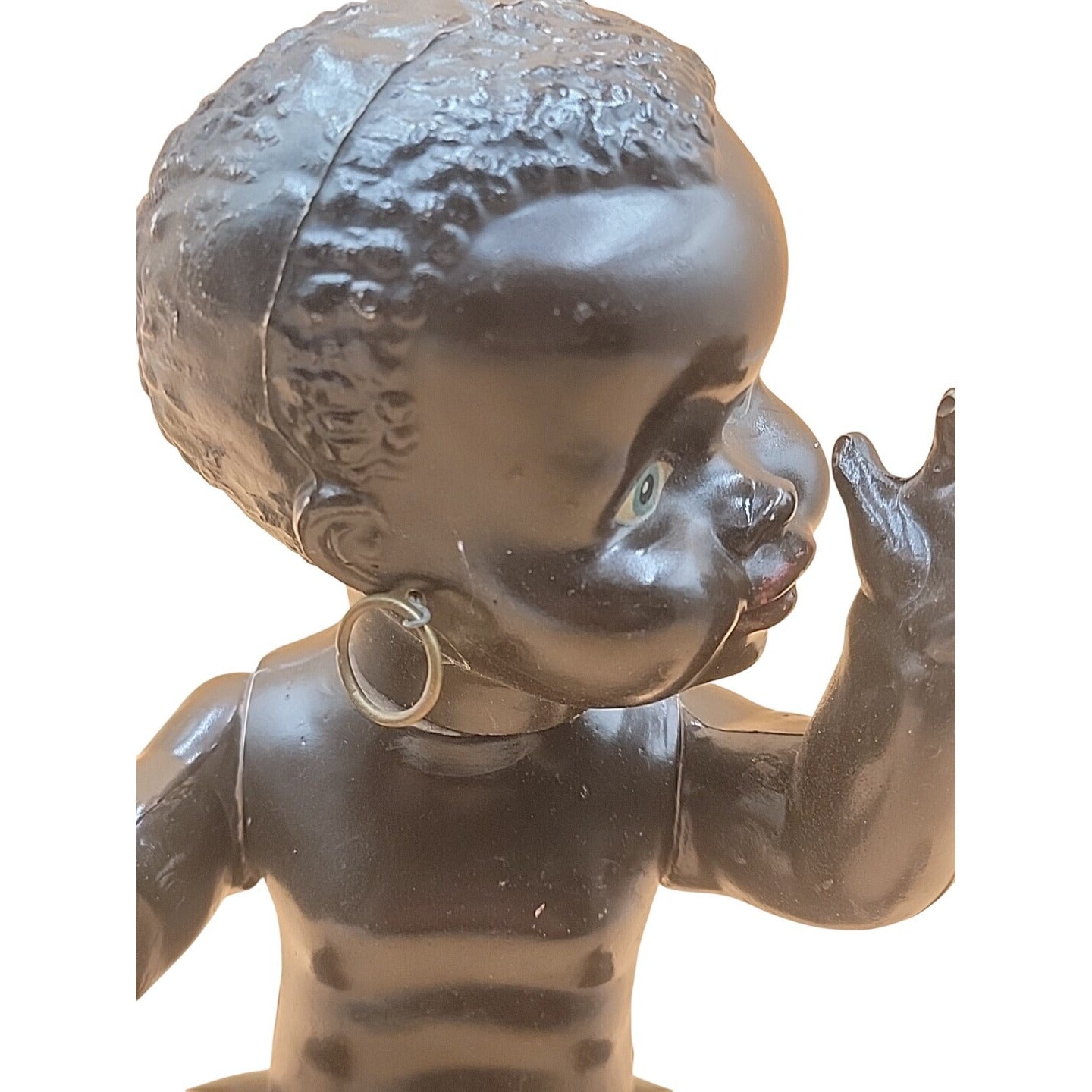 Vintage 1950s Hard Plastic Black Baby Doll 14" Unmarked Rosebud Pedigree Style