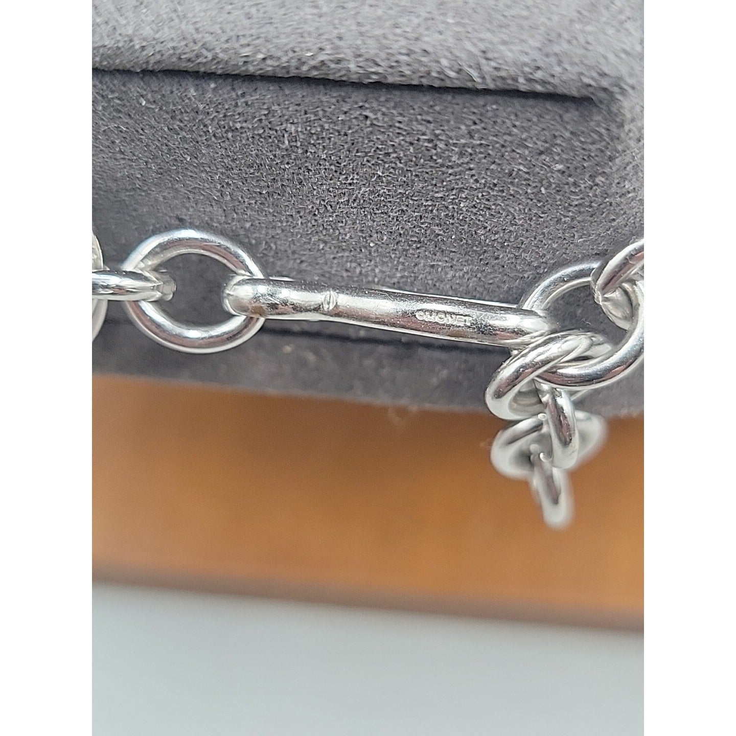 Signed Monet Double Link Curb Chain Necklace Silver Tone 19.5”-21” .77" Thick