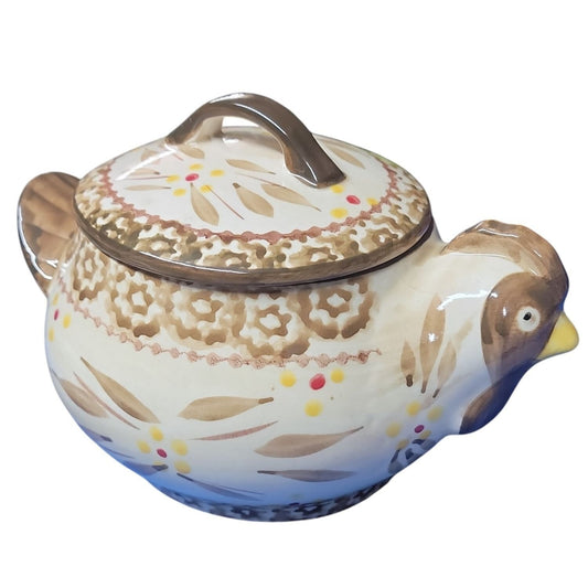 Temptations Brown Hen Baking Dish w/Lid 16oz Tara Old World Oven Safe KFI722033