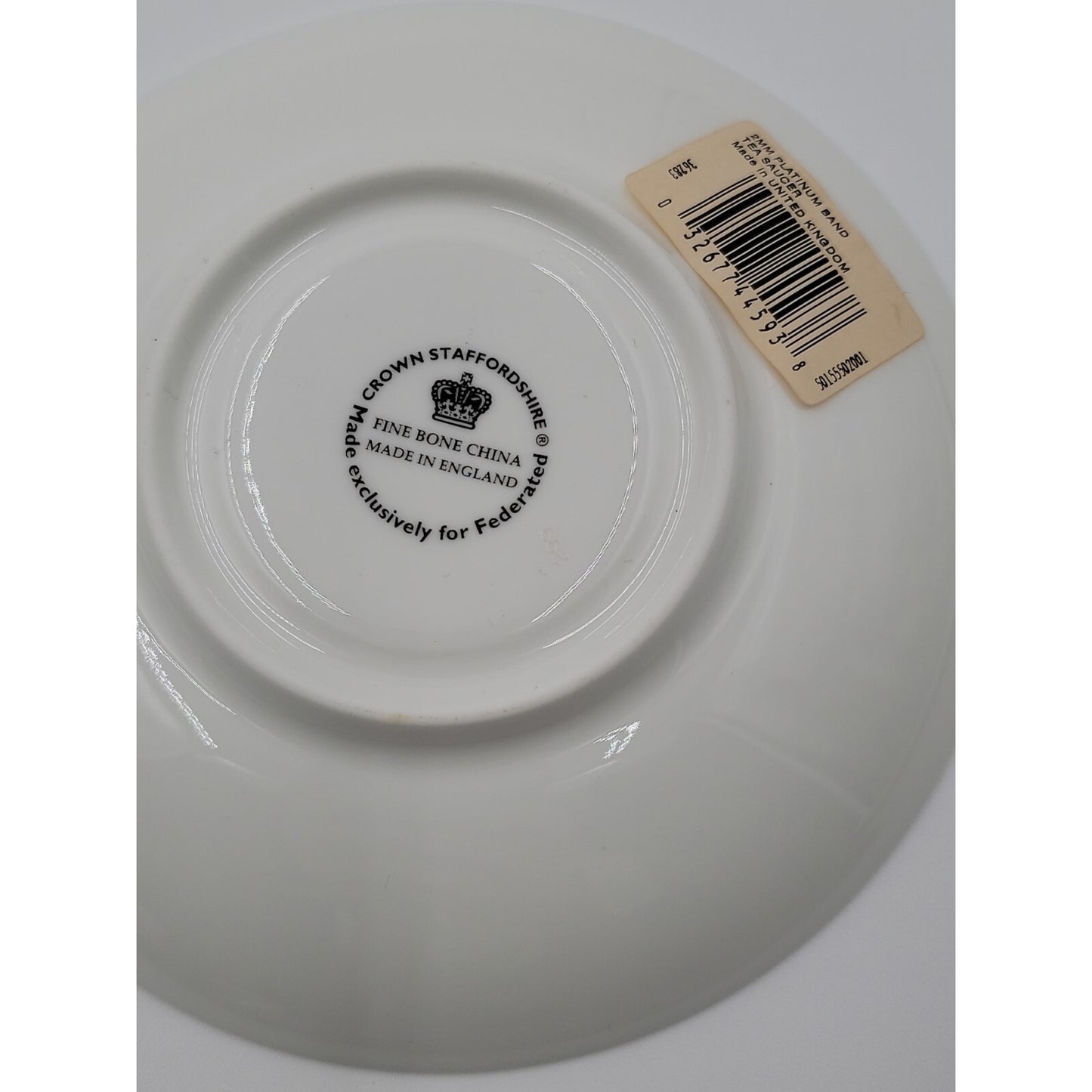 Crown Staffordshire Bone China Platinum Band Saucer Plate Federated Store 6"